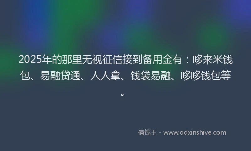 2025年的那里无视征信接到备用金有:哆来米钱包、易融贷通、人人拿、钱袋易融、哆哆钱包等。