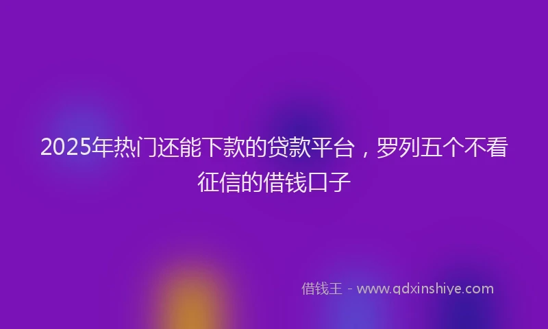 2025年热门还能下款的贷款平台,罗列五个不看征信的借钱口子
