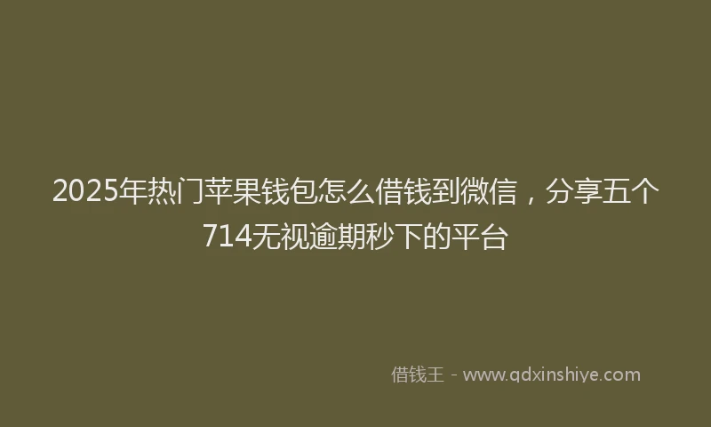 2025年热门苹果钱包怎么借钱到微信，分享五个714无视逾期秒下的平台