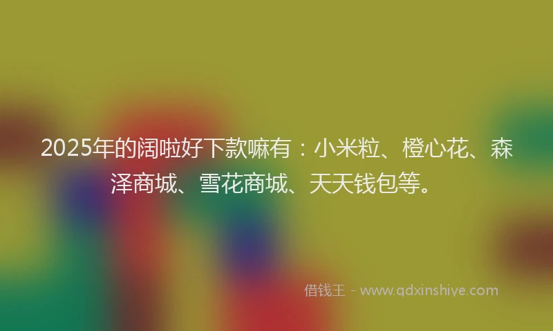 2025年的阔啦好下款嘛有：小米粒、橙心花、森泽商城、雪花商城、天天钱包等。
