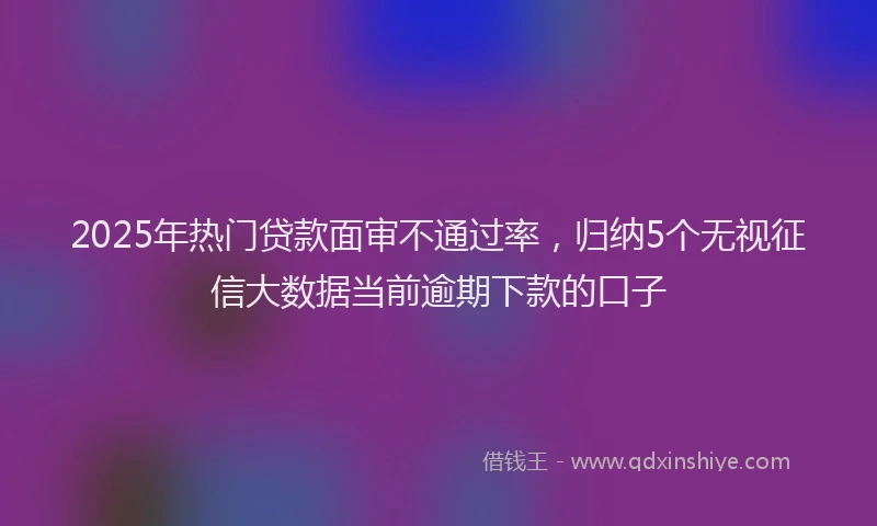 2025年热门贷款面审不通过率,归纳5个无视征信大数据当前逾期下款的口子