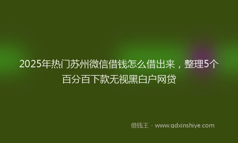 2025年热门苏州微信借钱怎么借出来，整理5个百分百下款无视黑白户网贷