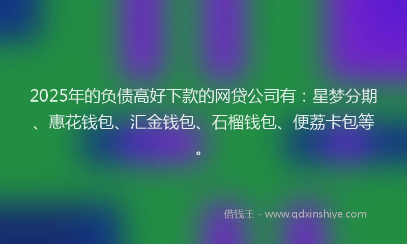 2025年的负债高好下款的网贷公司有:星梦分期、惠花钱包、汇金钱包、石榴钱包、便荔卡包等。