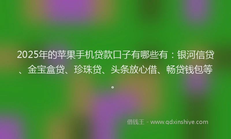 2025年的苹果手机贷款口子有哪些有：银河信贷、金宝盒贷、珍珠贷、头条放心借、畅贷钱包等。