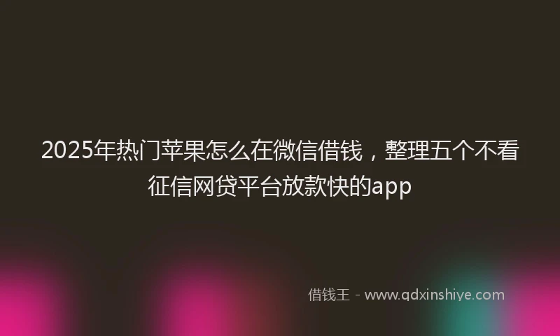 2025年热门苹果怎么在微信借钱，整理五个不看征信网贷平台放款快的app