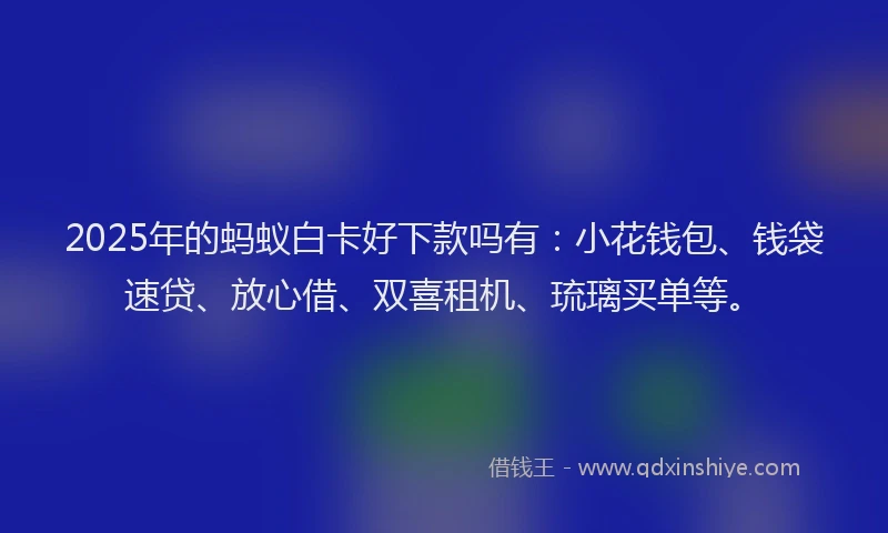 2025年的蚂蚁白卡好下款吗有：小花钱包、钱袋速贷、放心借、双喜租机、琉璃买单等。