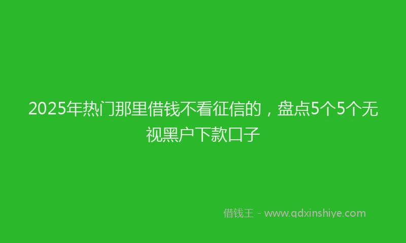 2025年热门那里借钱不看征信的，盘点5个5个无视黑户下款口子