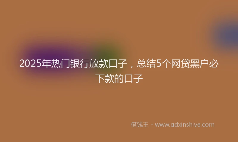 2025年热门银行放款口子，总结5个网贷黑户必下款的口子
