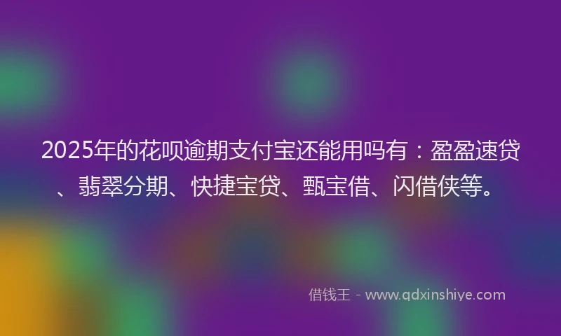 2025年的花呗逾期支付宝还能用吗有：盈盈速贷、翡翠分期、快捷宝贷、甄宝借、闪借侠等。