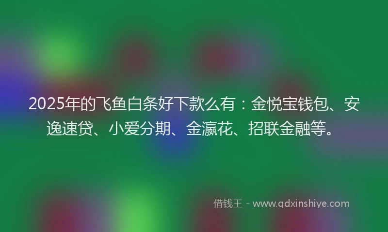 2025年的飞鱼白条好下款么有：金悦宝钱包、安逸速贷、小爱分期、金瀛花、招联金融等。