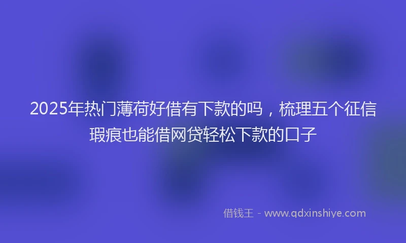 2025年热门薄荷好借有下款的吗，梳理五个征信瑕疵也能借网贷轻松下款的口子