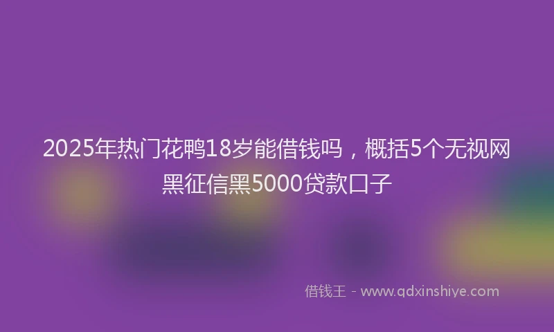 2025年热门花鸭18岁能借钱吗，概括5个无视网黑征信黑5000贷款口子