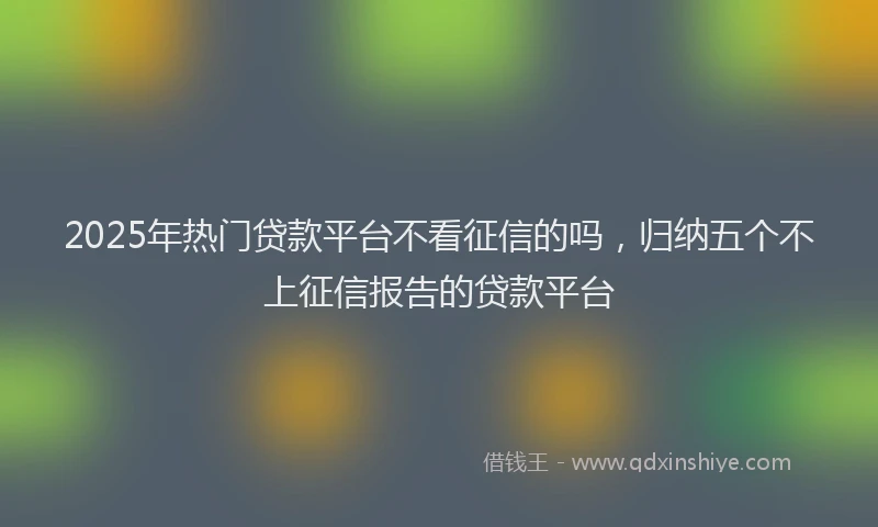 2025年热门贷款平台不看征信的吗,归纳五个不上征信报告的贷款平台