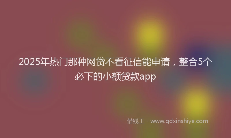 2025年热门那种网贷不看征信能申请,整合5个必下的小额贷款app