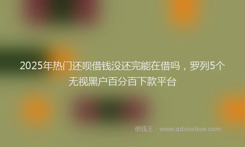 2025年热门还呗借钱没还完能在借吗,罗列5个无视黑户百分百下款平台