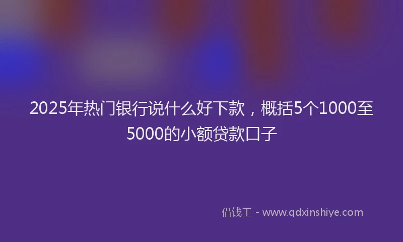 2025年热门银行说什么好下款，概括5个1000至5000的小额贷款口子