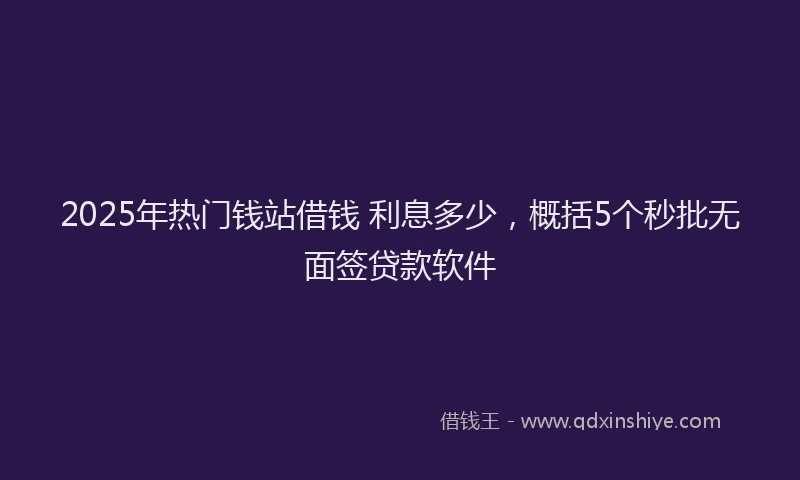2025年热门钱站借钱 利息多少，概括5个秒批无面签贷款软件