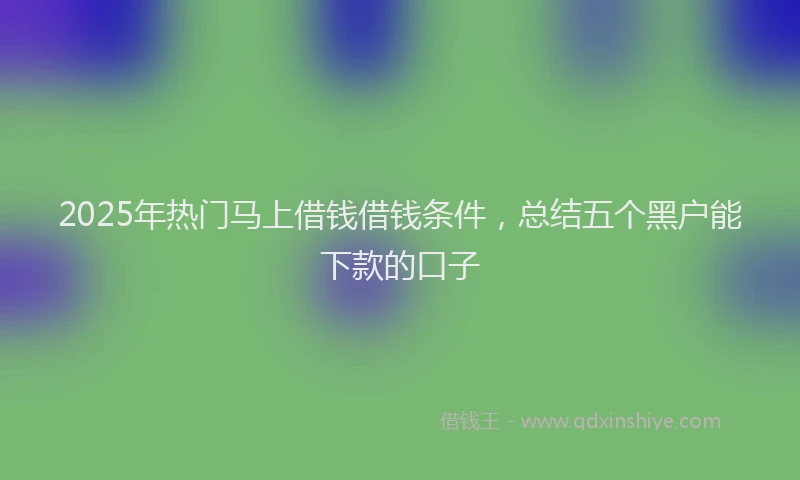 2025年热门马上借钱借钱条件，总结五个黑户能下款的口子