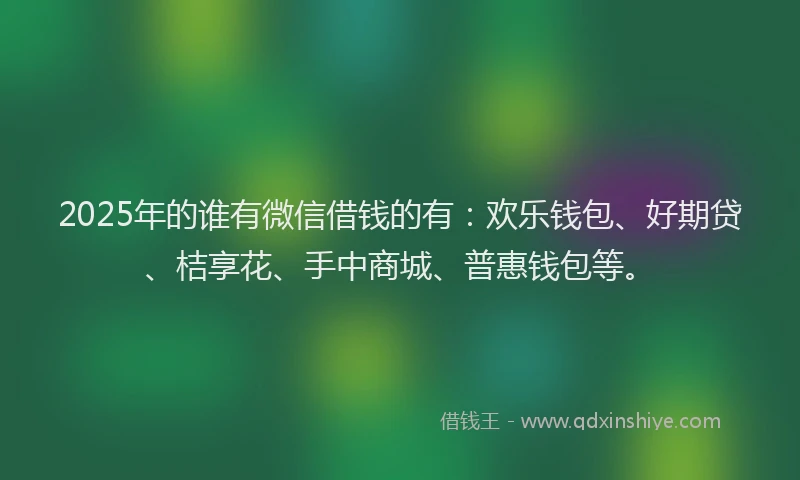 2025年的谁有微信借钱的有：欢乐钱包、好期贷、桔享花、手中商城、普惠钱包等。