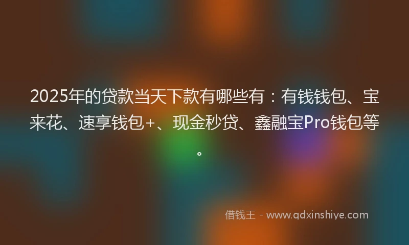 2025年的贷款当天下款有哪些有：有钱钱包、宝来花、速享钱包+、现金秒贷、鑫融宝Pro钱包等。