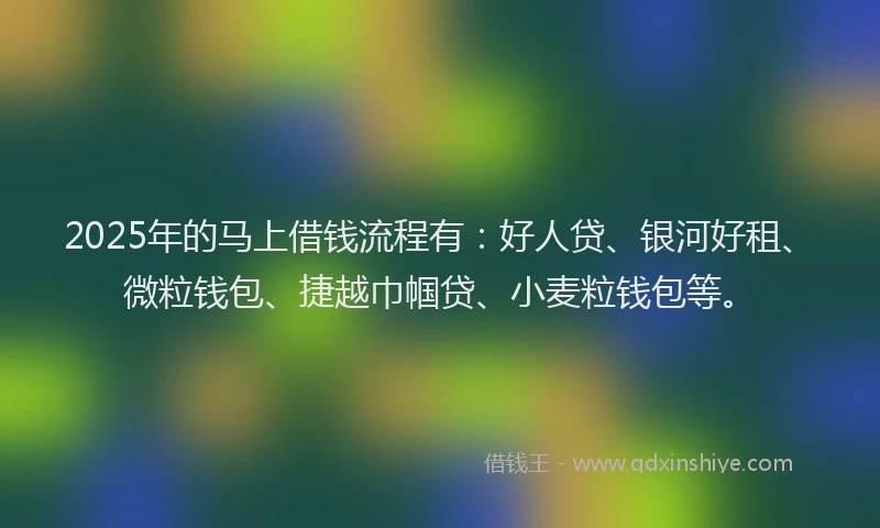 2025年的马上借钱流程有：好人贷、银河好租、微粒钱包、捷越巾帼贷、小麦粒钱包等。
