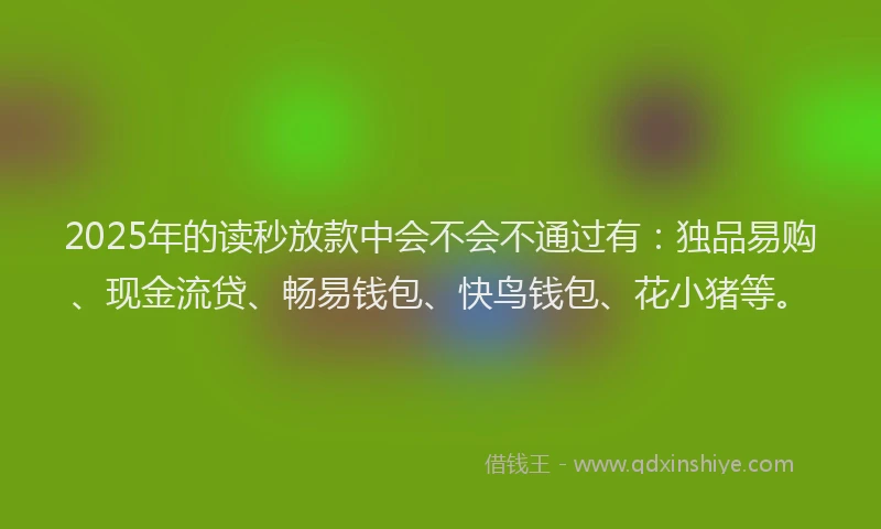 2025年的读秒放款中会不会不通过有：独品易购、现金流贷、畅易钱包、快鸟钱包、花小猪等。