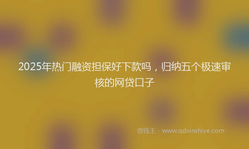 2025年热门融资担保好下款吗,归纳五个极速审核的网贷口子