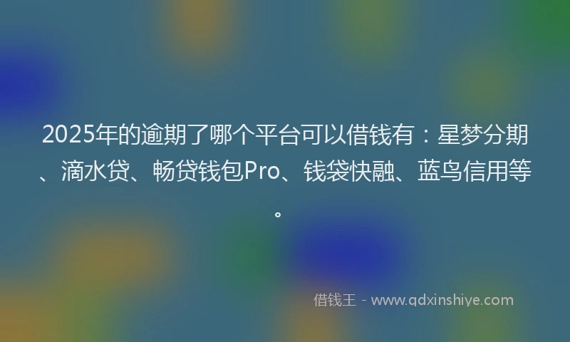 2025年的逾期了哪个平台可以借钱有:星梦分期、滴水贷、畅贷钱包Pro、钱袋快融、蓝鸟信用等。