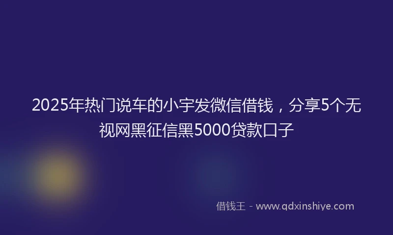 2025年热门说车的小宇发微信借钱，分享5个无视网黑征信黑5000贷款口子