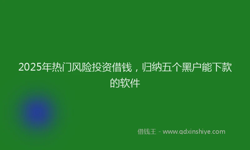 2025年热门风险投资借钱，归纳五个黑户能下款的软件