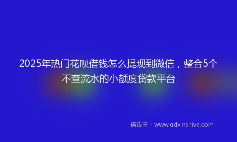 2025年热门花呗借钱怎么提现到微信，整合5个不查流水的小额度贷款平台