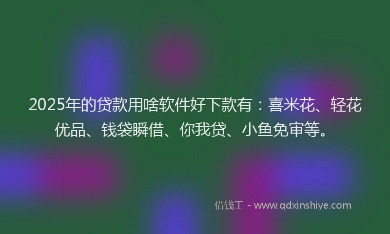 2025年的贷款用啥软件好下款有:喜米花、轻花优品、钱袋瞬借、你我贷、小鱼免审等。