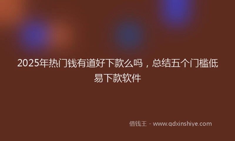 2025年热门钱有道好下款么吗，总结五个门槛低易下款软件