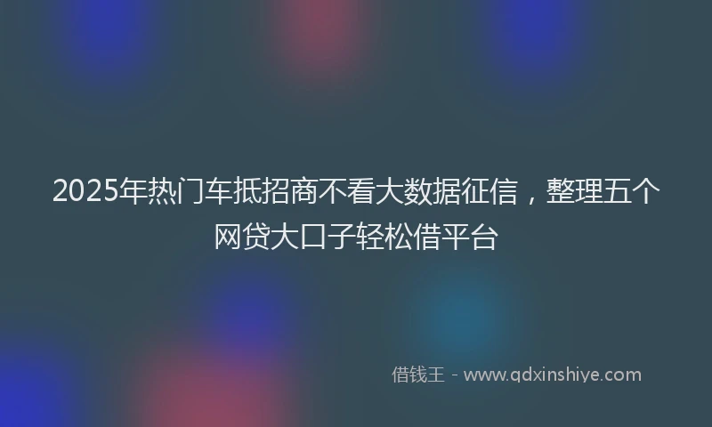 2025年热门车抵招商不看大数据征信，整理五个网贷大口子轻松借平台