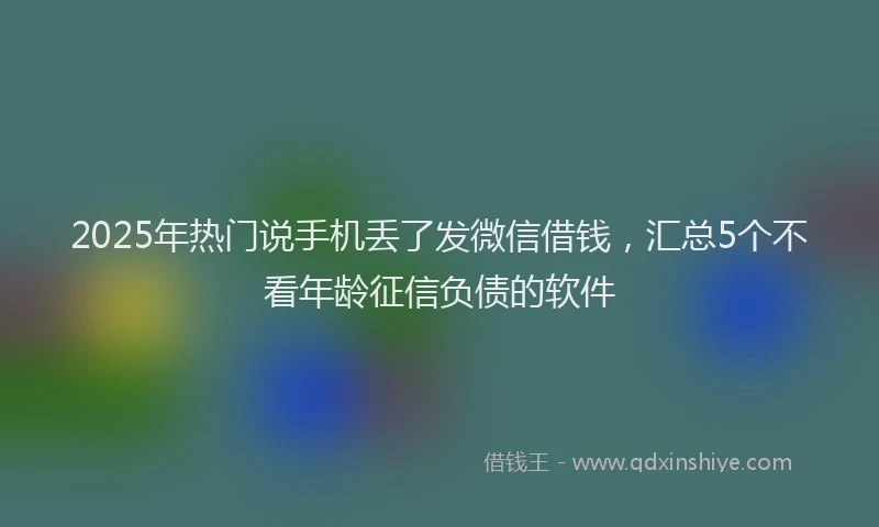 2025年热门说手机丢了发微信借钱，汇总5个不看年龄征信负债的软件