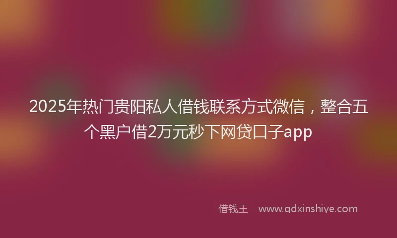 2025年热门贵阳私人借钱联系方式微信，整合五个黑户借2万元秒下网贷口子app