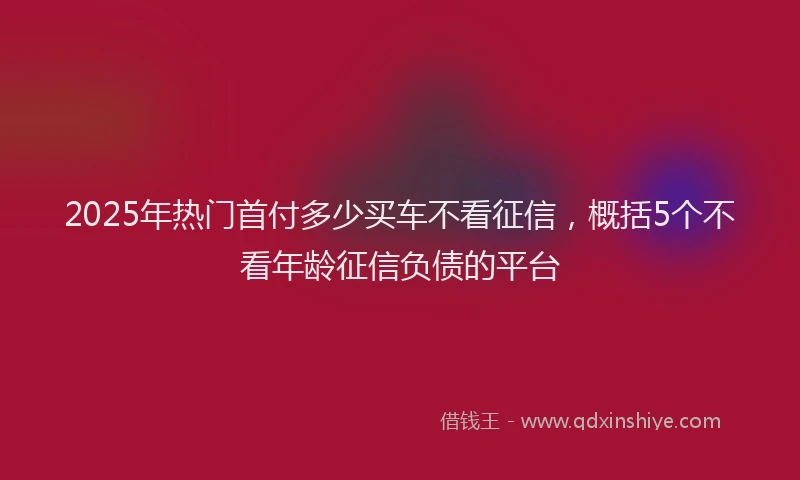 2025年热门首付多少买车不看征信,概括5个不看年龄征信负债的平台