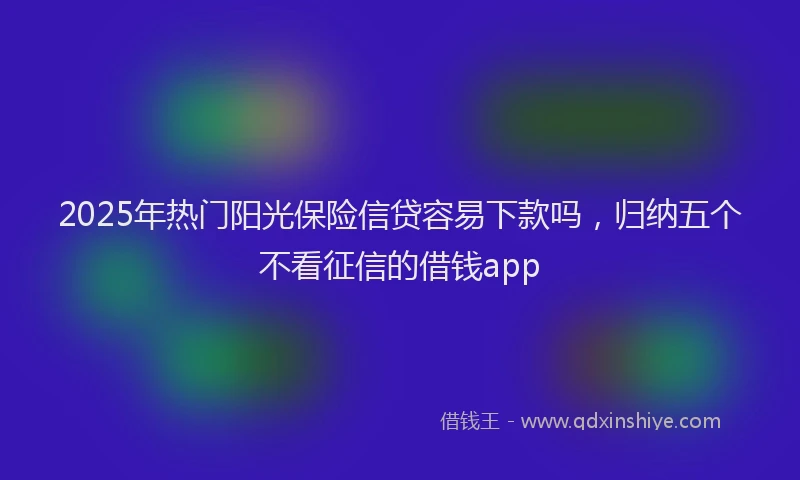 2025年热门阳光保险信贷容易下款吗,归纳五个不看征信的借钱app