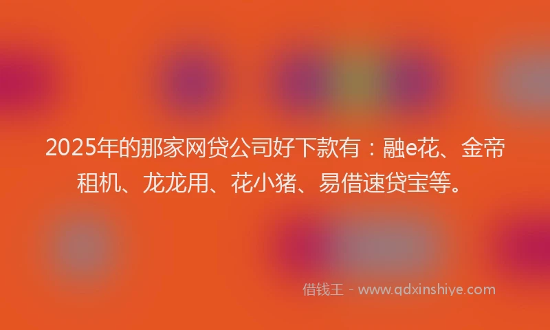 2025年的那家网贷公司好下款有:融e花、金帝租机、龙龙用、花小猪、易借速贷宝等。