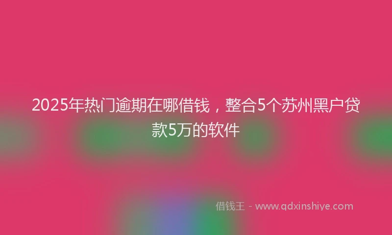 2025年热门逾期在哪借钱,整合5个苏州黑户贷款5万的软件