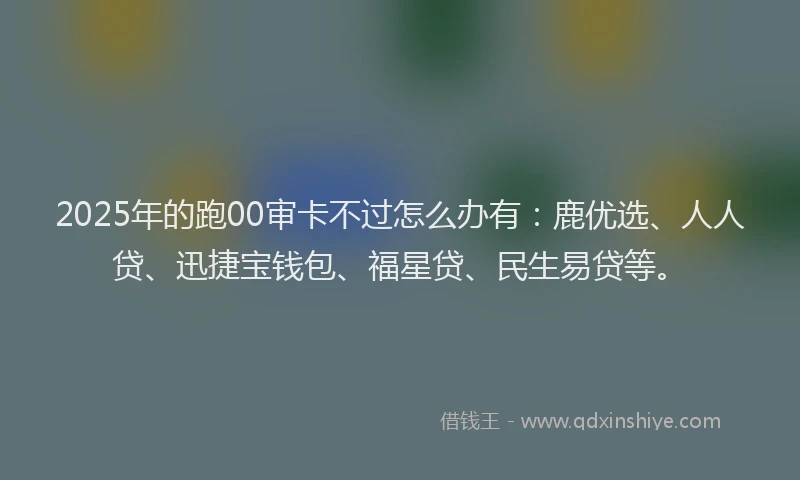 2025年的跑00审卡不过怎么办有：鹿优选、人人贷、迅捷宝钱包、福星贷、民生易贷等。