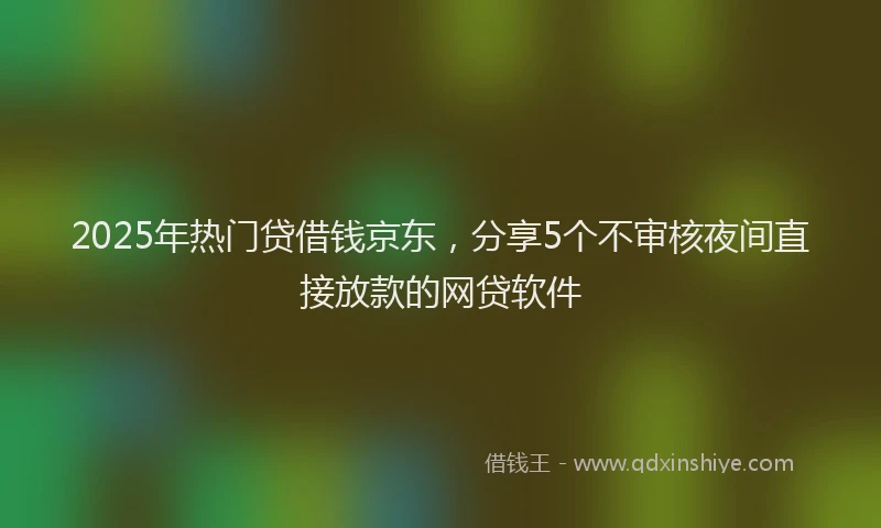 2025年热门贷借钱京东，分享5个不审核夜间直接放款的网贷软件