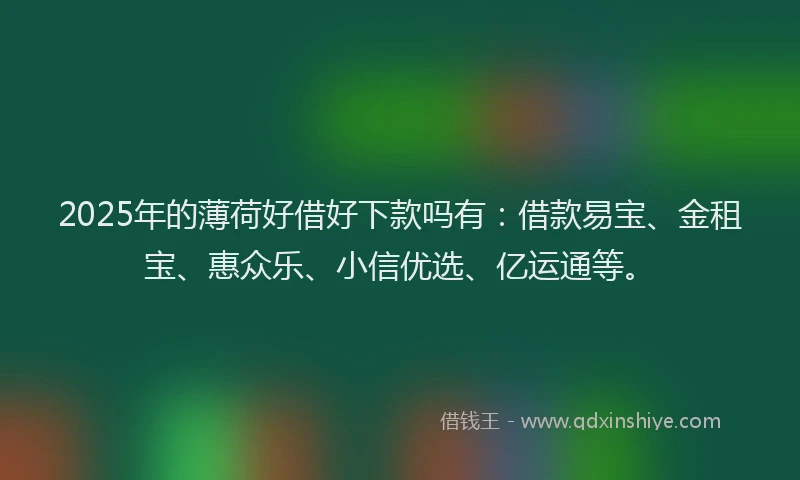 2025年的薄荷好借好下款吗有:借款易宝、金租宝、惠众乐、小信优选、亿运通等。