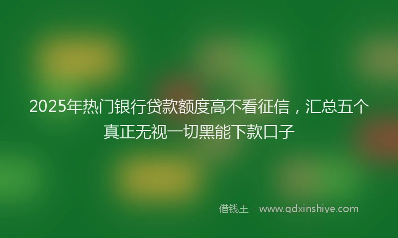 2025年热门银行贷款额度高不看征信，汇总五个真正无视一切黑能下款口子
