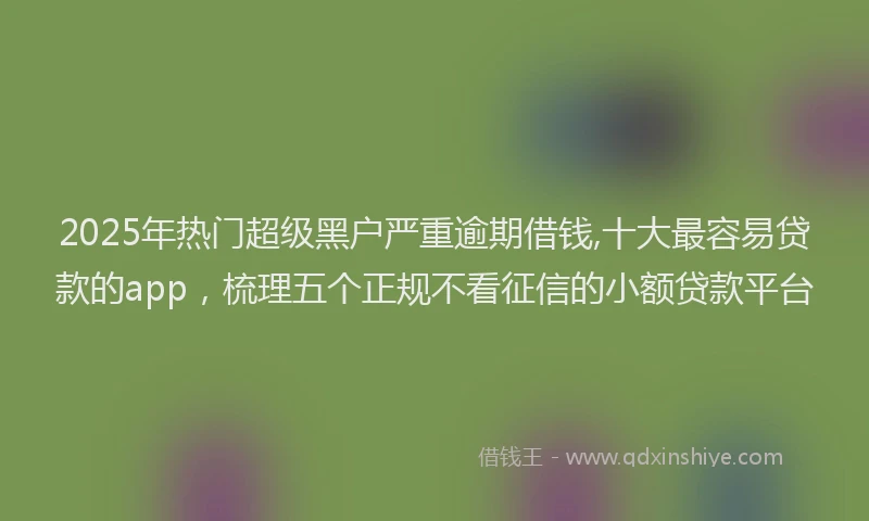 2025年热门超级黑户严重逾期借钱,十大最容易贷款的app，梳理五个正规不看征信的小额贷款平台