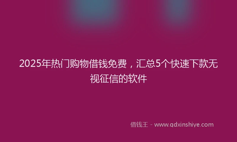 2025年热门购物借钱免费，汇总5个快速下款无视征信的软件