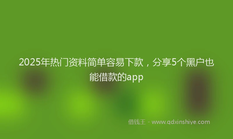 2025年热门资料简单容易下款,分享5个黑户也能借款的app