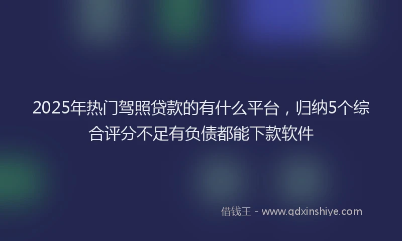 2025年热门驾照贷款的有什么平台，归纳5个综合评分不足有负债都能下款软件