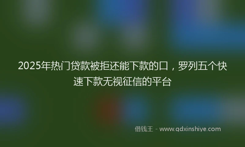2025年热门贷款被拒还能下款的口，罗列五个快速下款无视征信的平台