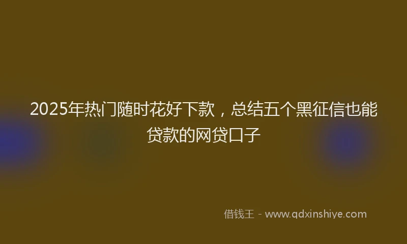 2025年热门随时花好下款，总结五个黑征信也能贷款的网贷口子